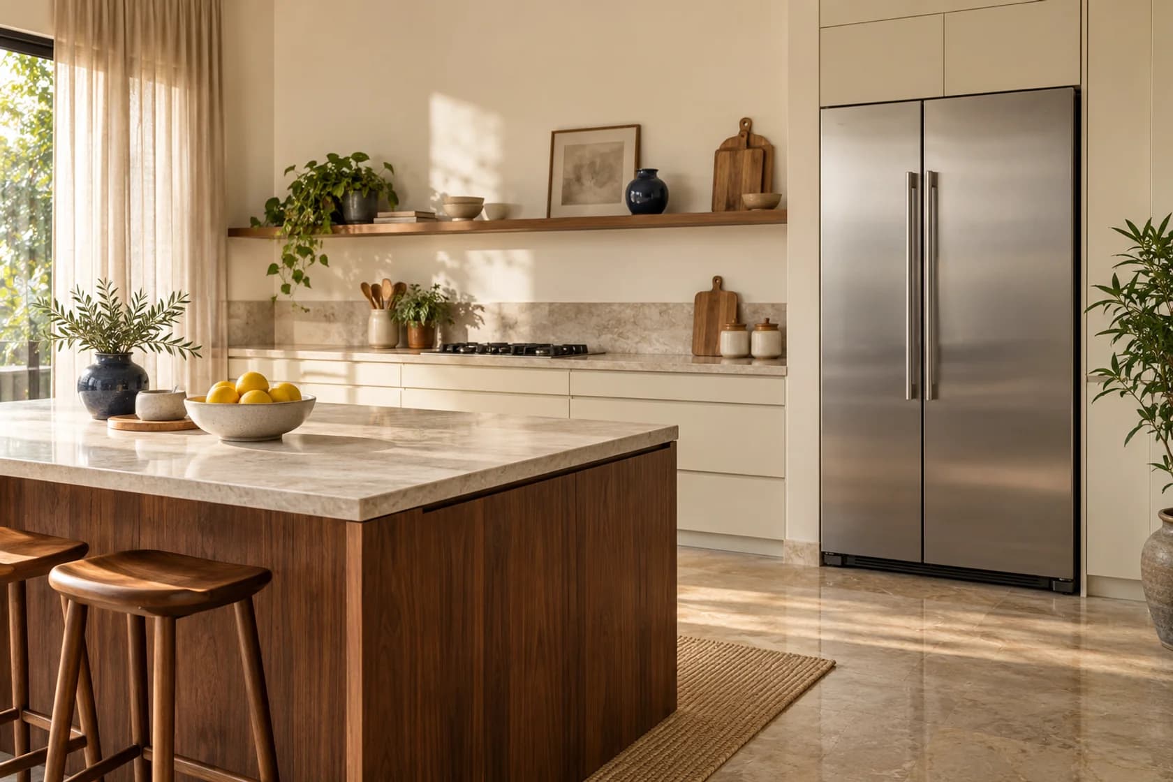 Illustrative sunlit kitchen, a setting for everyday moments